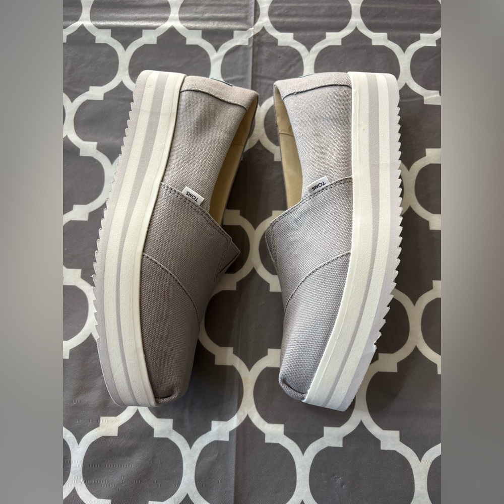 TOMS Women's Alpargata Midform Platform White Bottom Slip-On Sneakers - Picture 5 of 10